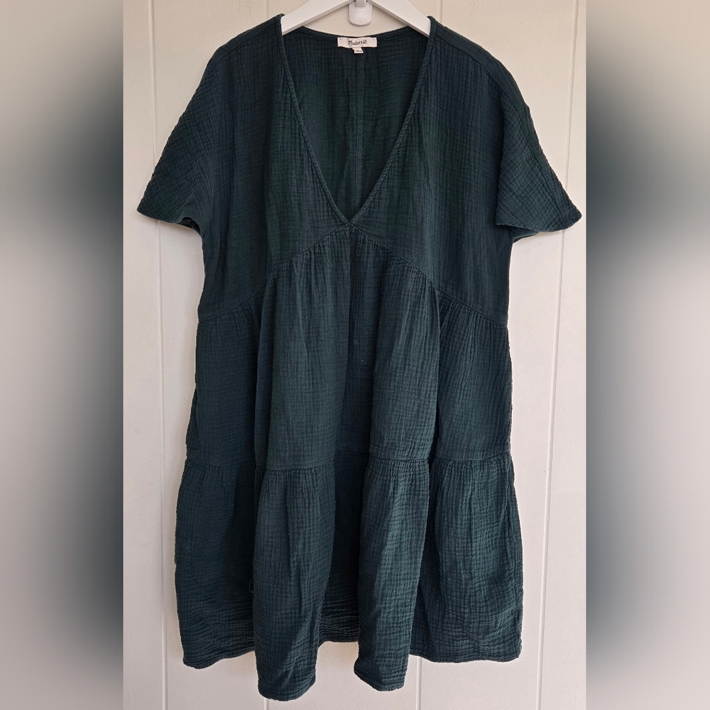 Madewell Lightspun Popover Tiered Mini Dress Size M - Picture 4 of 14